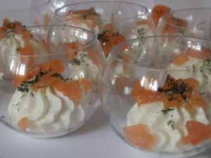 Verrine chèvre truite fumée