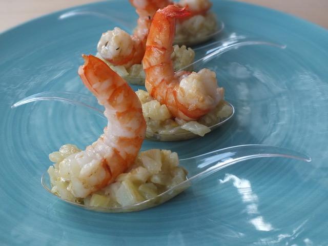 Atelier Gourmand de Pauline - Compotée de fenouil et gambas flambée